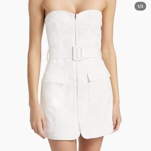 Astr White Strapless Belted Dress